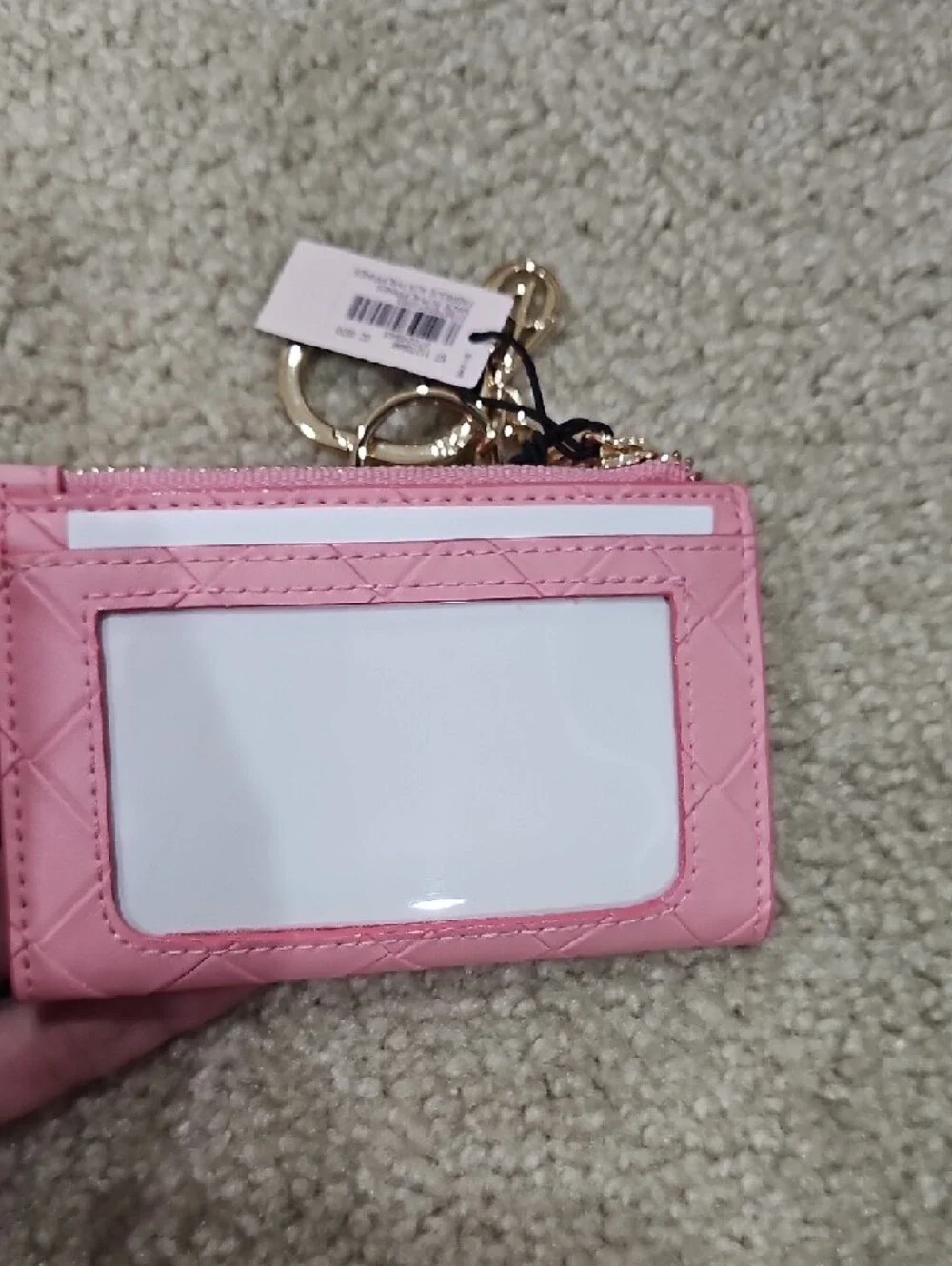 New With Tag! Victoria's Secret Pink Quilted Card Pouch with Gold Charm - Picture 5 of 6